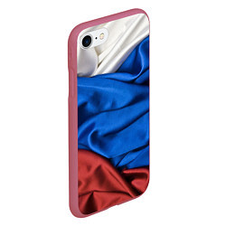 Чехол iPhone 7/8 матовый Российский Триколор, цвет: 3D-малиновый — фото 2