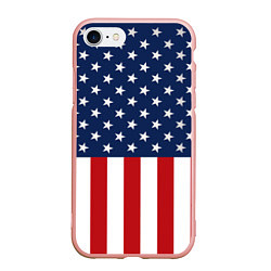 Чехол iPhone 7/8 матовый Флаг США, цвет: 3D-светло-розовый