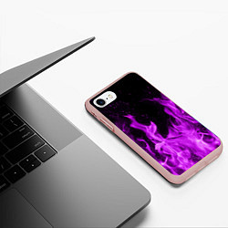 Чехол iPhone 7/8 матовый Фиолетовый огонь, цвет: 3D-светло-розовый — фото 2