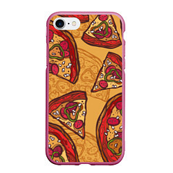 Чехол iPhone 7/8 матовый Пицца, цвет: 3D-малиновый