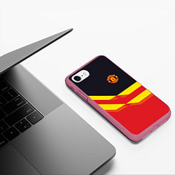 Чехол iPhone 7/8 матовый Man United FC: Red style, цвет: 3D-малиновый — фото 2