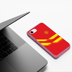 Чехол iPhone 7/8 матовый Manchester United 3, цвет: 3D-малиновый — фото 2