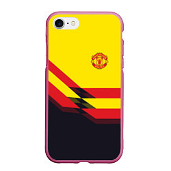 Чехол iPhone 7/8 матовый Man United FC: Yellow style, цвет: 3D-малиновый