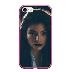 Чехол iPhone 7/8 матовый Lorde: Black lips, цвет: 3D-малиновый