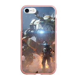 Чехол iPhone 7/8 матовый Titanfall: Attack Robots, цвет: 3D-светло-розовый