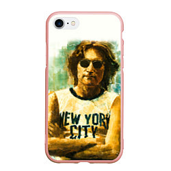 Чехол iPhone 7/8 матовый John Lennon: New York, цвет: 3D-светло-розовый