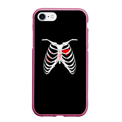 Чехол iPhone 7/8 матовый TOP Skeleton, цвет: 3D-малиновый