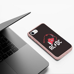 Чехол iPhone 7/8 матовый AC/DC Devil, цвет: 3D-светло-розовый — фото 2