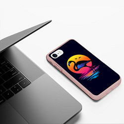 Чехол iPhone 7/8 матовый Фламинго – дитя заката, цвет: 3D-светло-розовый — фото 2
