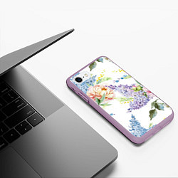 Чехол iPhone 7/8 матовый Сирень и Пионы, цвет: 3D-сиреневый — фото 2