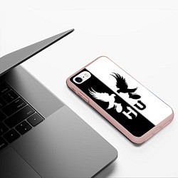 Чехол iPhone 7/8 матовый HU: Black & White, цвет: 3D-светло-розовый — фото 2