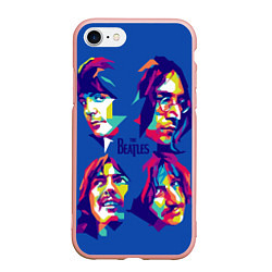 Чехол iPhone 7/8 матовый The Beatles: Faces, цвет: 3D-светло-розовый