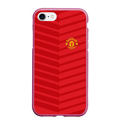 Чехол iPhone 7/8 матовый FC Manchester United: Reverse, цвет: 3D-малиновый
