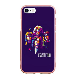 Чехол iPhone 7/8 матовый Led Zeppelin: Violet Art, цвет: 3D-светло-розовый