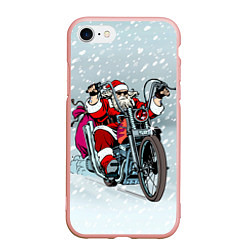 Чехол iPhone 7/8 матовый Санта Клаус байкер, цвет: 3D-светло-розовый