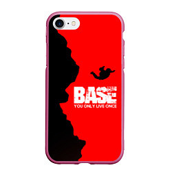 Чехол iPhone 7/8 матовый Base Jumping: B&R, цвет: 3D-малиновый