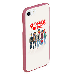 Чехол iPhone 7/8 матовый Stranger Things Friends, цвет: 3D-малиновый — фото 2