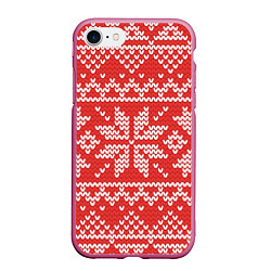 Чехол iPhone 7/8 матовый Новогодний узор: снежинки