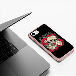 Чехол iPhone 7/8 матовый Metallica Skull, цвет: 3D-светло-розовый — фото 2