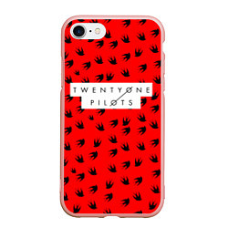 Чехол iPhone 7/8 матовый 21 Pilots: Red Style, цвет: 3D-светло-розовый