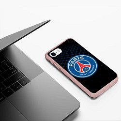 Чехол iPhone 7/8 матовый FC PSG: Blue Lines, цвет: 3D-светло-розовый — фото 2