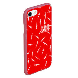 Чехол iPhone 7/8 матовый PUBG: Red Weapon, цвет: 3D-малиновый — фото 2