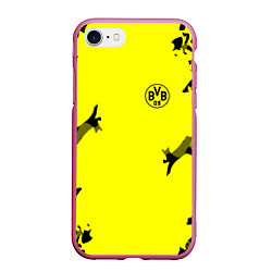 Чехол iPhone 7/8 матовый FC Borussia Dortmund: Yellow Original, цвет: 3D-малиновый