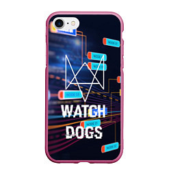 Чехол iPhone 7/8 матовый Watch Dogs, цвет: 3D-малиновый