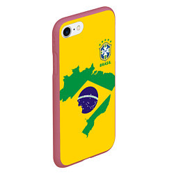 Чехол iPhone 7/8 матовый Сборная Бразилии: желтая, цвет: 3D-малиновый — фото 2