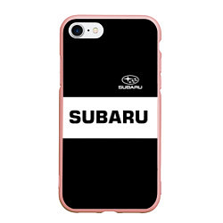 Чехол iPhone 7/8 матовый Subaru: Black Sport, цвет: 3D-светло-розовый