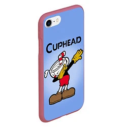 Чехол iPhone 7/8 матовый Cuphead Dab, цвет: 3D-малиновый — фото 2