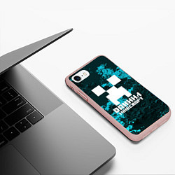 Чехол iPhone 7/8 матовый Даниил в стиле Minecraft, цвет: 3D-светло-розовый — фото 2