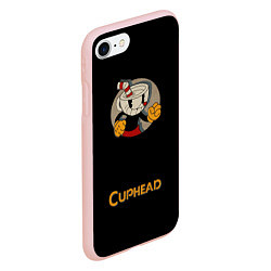 Чехол iPhone 7/8 матовый Cuphead: Black Mugman, цвет: 3D-светло-розовый — фото 2