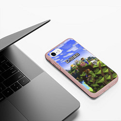 Чехол iPhone 7/8 матовый Майнкрафт: Слава, цвет: 3D-светло-розовый — фото 2
