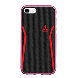 Чехол iPhone 7/8 матовый MITSUBISHI SPORT, цвет: 3D-малиновый