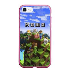 Чехол iPhone 7/8 матовый Minecraft: Маша, цвет: 3D-малиновый