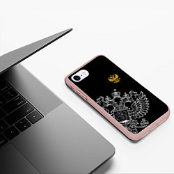 Чехол iPhone 7/8 матовый Russia: Black Edition, цвет: 3D-светло-розовый — фото 2