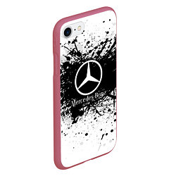 Чехол iPhone 7/8 матовый Mercedes-Benz: Black Spray, цвет: 3D-малиновый — фото 2