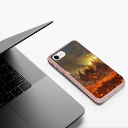 Чехол iPhone 7/8 матовый Linage II: Fire Dragon, цвет: 3D-светло-розовый — фото 2