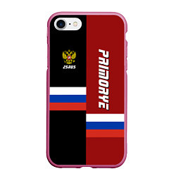 Чехол iPhone 7/8 матовый Primorye, Russia, цвет: 3D-малиновый