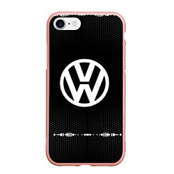 Чехол iPhone 7/8 матовый Volkswagen: Black Abstract, цвет: 3D-светло-розовый