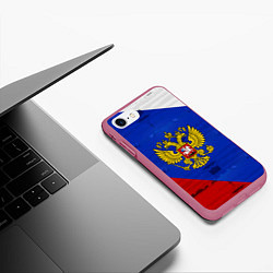 Чехол iPhone 7/8 матовый Россия: триколор, цвет: 3D-малиновый — фото 2