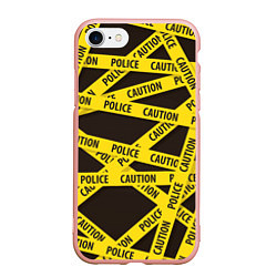 Чехол iPhone 7/8 матовый Police Caution, цвет: 3D-светло-розовый