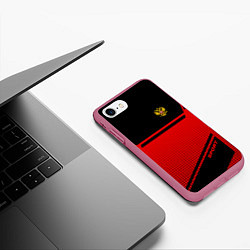 Чехол iPhone 7/8 матовый Russia: Red Sport, цвет: 3D-малиновый — фото 2