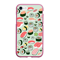 Чехол iPhone 7/8 матовый Любитель суши, цвет: 3D-малиновый