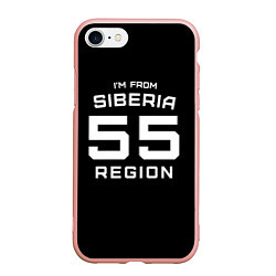 Чехол iPhone 7/8 матовый Im from Siberia: 55 Region, цвет: 3D-светло-розовый
