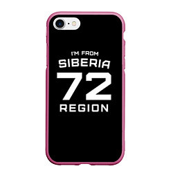 Чехол iPhone 7/8 матовый Im from Siberia: 72 Region, цвет: 3D-малиновый