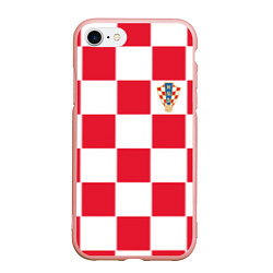Чехол iPhone 7/8 матовый Сборная Хорватии: Домашняя ЧМ-2018, цвет: 3D-светло-розовый