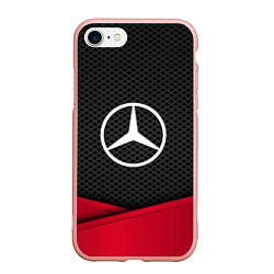 Чехол iPhone 7/8 матовый Mercedes Benz: Grey Carbon, цвет: 3D-светло-розовый