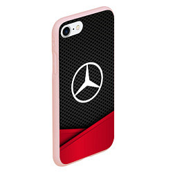 Чехол iPhone 7/8 матовый Mercedes Benz: Grey Carbon, цвет: 3D-светло-розовый — фото 2